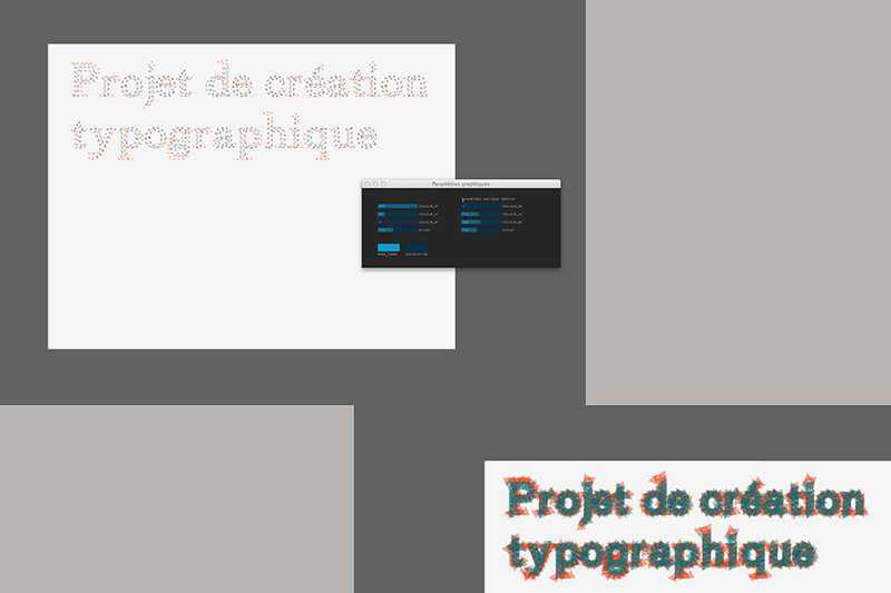 vues interface de composition typographique Processing