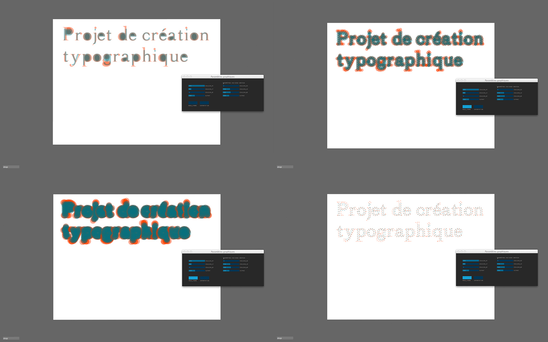 détail interface processing, Form & Type, Outil de création typographique